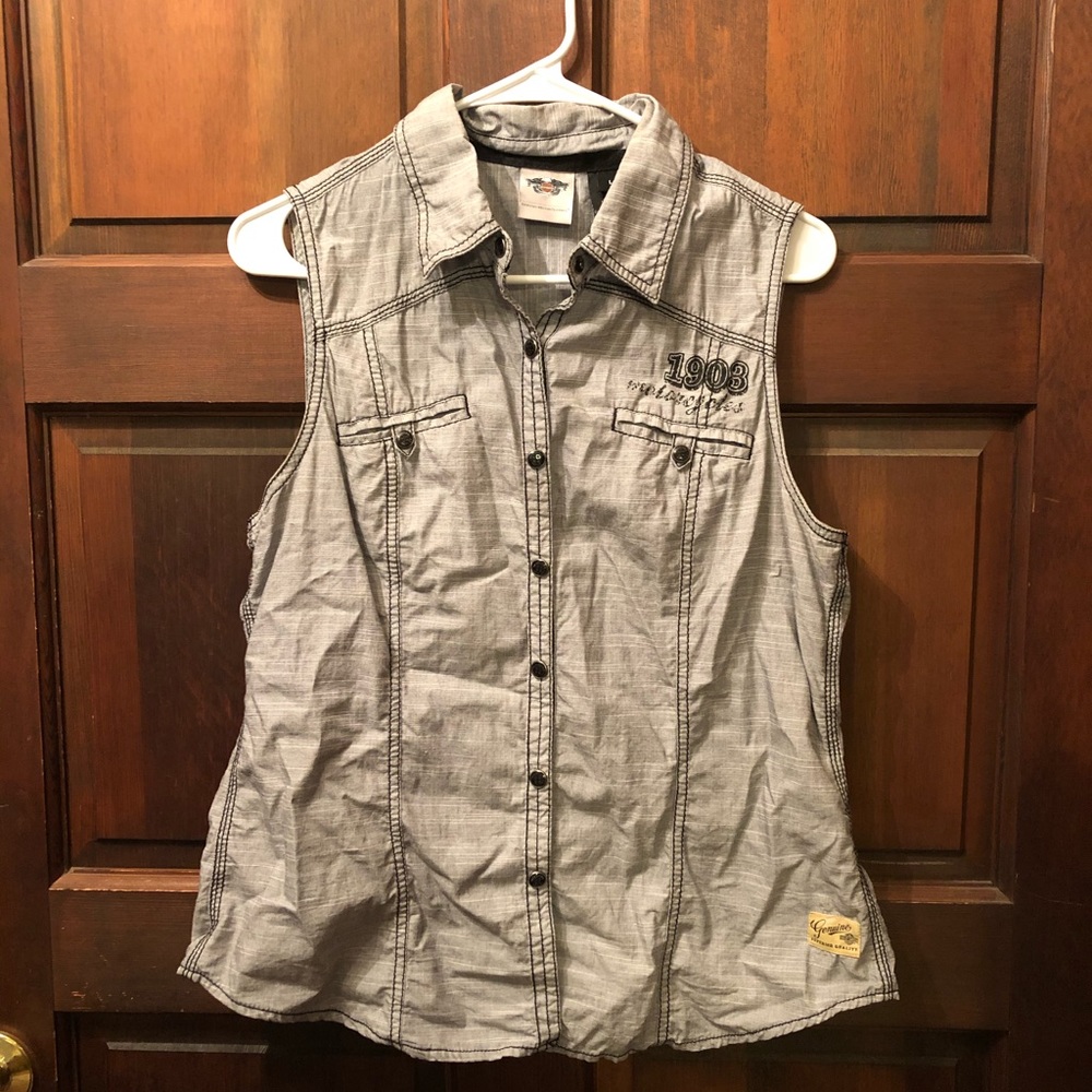 Harley Davidson button down tank, large